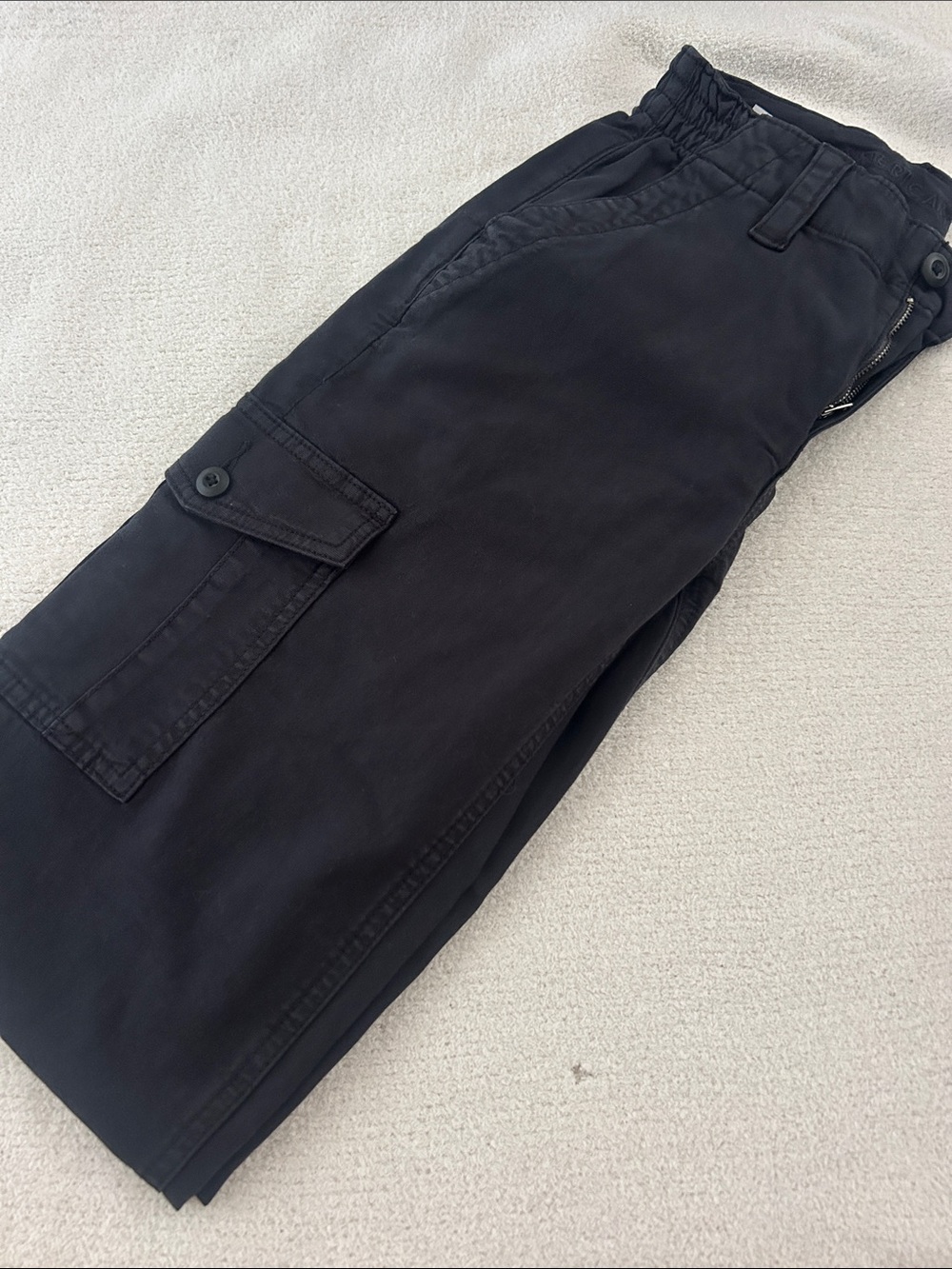 Black Cargo Pants - Elastic Waist